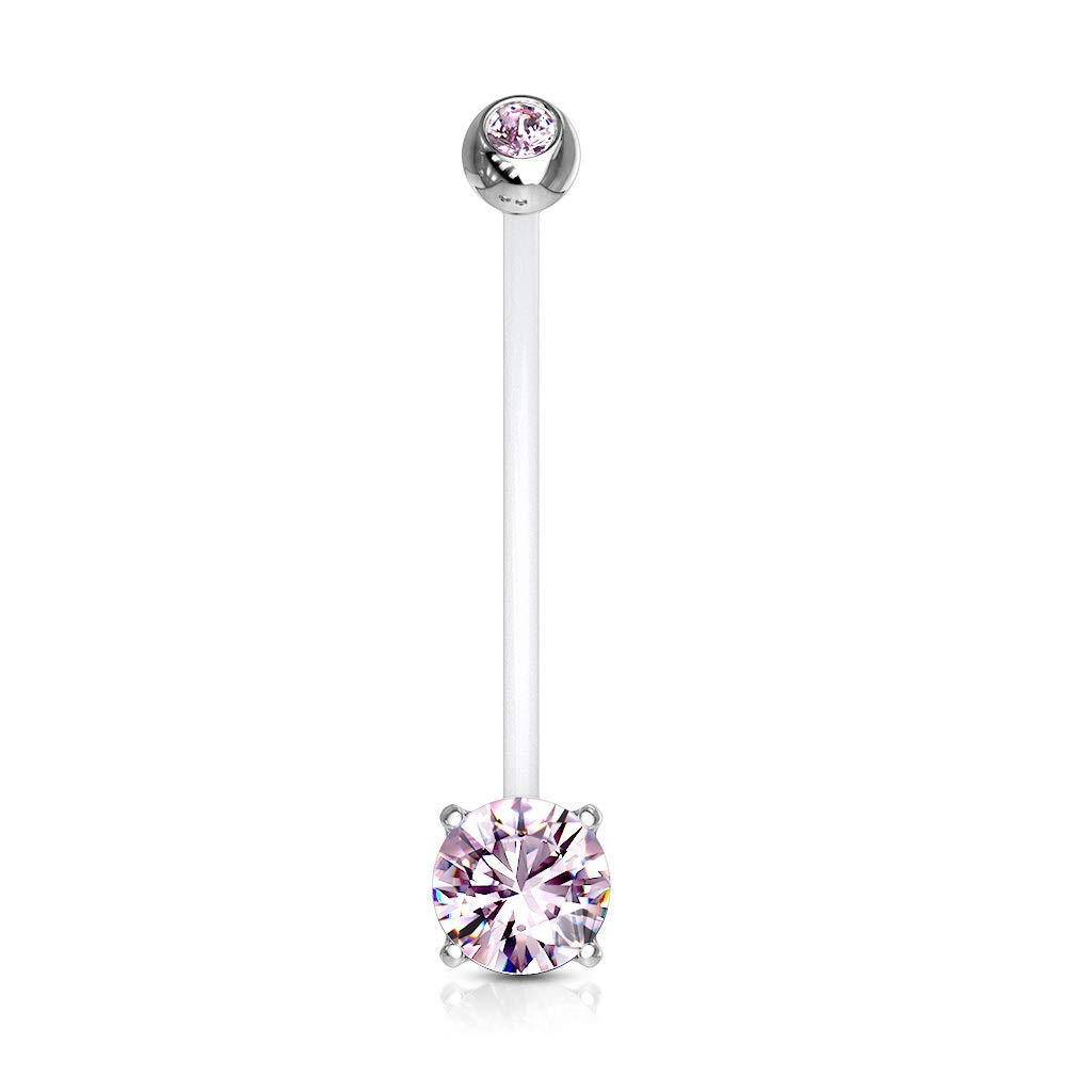 Lovepiercing Piercing para ombligo para embarazo, piedra de circonio, para bebé, maternidad, larga barra acrílica, retainer Bioflex Elena Rose LovePIERCING, Acrílico