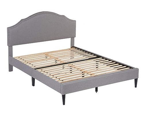 Paylesshere Upholstered Platform Bed Frame Full Mattress Foundation With Fabric Upholstered Headboard And Wooden Slats Support, Fully Upholstered No Box Spring Needed Non-Slip And Noise-Free, Full #TOP2