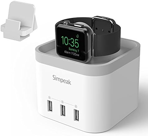 قیمت و خرید Simpeak 4 Port USB Charger Dock Stand Dack for Apple Watch  Series 1 2 3 4 [Nightstand Mode] - با شارژر نگهدارنده تلفن برای iPhone  5/6/7/8 / XS MAX