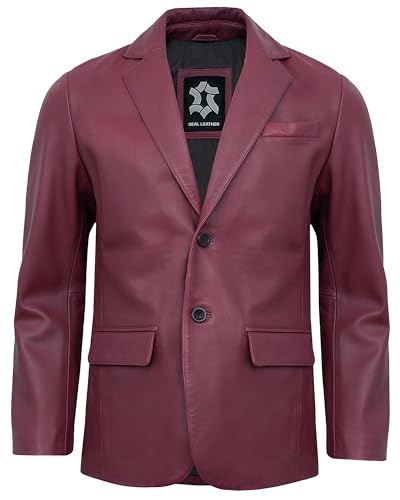 Image of Leather Blazer Men - Casual 2 Button Coat Style Real Lambskin Mens Leather Jacket
