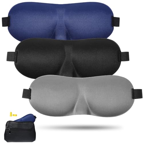 3Pcs Schlaf Maske 3D Schlafmaske für Seitenschläfer Schlafmaske Eye Mask with Cups Augenmaske Weiche und atmungsaktiv Dunkelheit Augenmaske Memory...