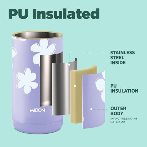 Image of Milton Steel Edge 900 Thermoware Water Bottle 600 ml with One Touch Safety Lock & Twin Lid Sip or Gulp,Long Hours Hot & Cold,Leak Proof,ISI Certified,Vacuum Insulated,for Office,Gym,School, Lavender