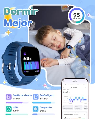 TICTIKY Reloj Inteligente para niños con localizador GPS (Solo iOS), Reloj Deportivo con Contador de Pasos y Monitor de sueño, Resistente al Agua IP68, Juegos de Rompecabezas, para niños 5-12 años - imagen 6
