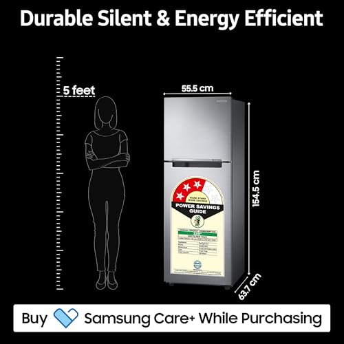 Image of Samsung 236 L, 3 Star, Digital Inverter, Frost Free Double Door Refrigerator (RT28C3053S8 /HL, Silver, Elegant Inox)