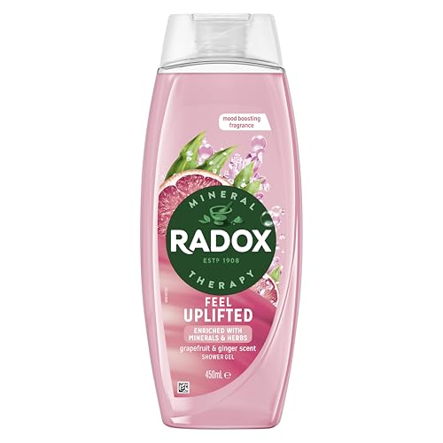 Radox Mineral Therapy Feel Uplifted body wash pack of 6 shower gel with a grapefruit & ginger fragrance for a refreshing shower experience 450 ml