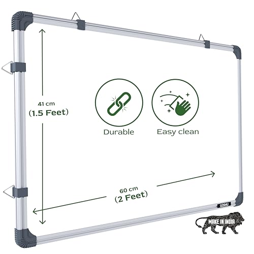Image of GOSHU Non Magnetic White Board 1.5 feet x2 feet Double Sided White and Chalk Board Both Side Writing Boards Includes One White Board Duster, Two Whiteboard Markers (1.5x2 feet, Pack of 4 Items)