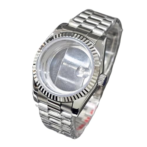 1個 36mm ミヨタ 8285 メンズ 904L ステンレススチールケース サファイアクリスタルバンド ムーブメントアクセサリー付き(Silver set)