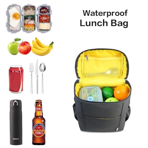 Image of NOL Natural Organic Lifestyle Insulated Lunch Bags for Women Cooler Bag Lightweight Nylon Waterproof Lunch Box For Work (Dark gray, Large)