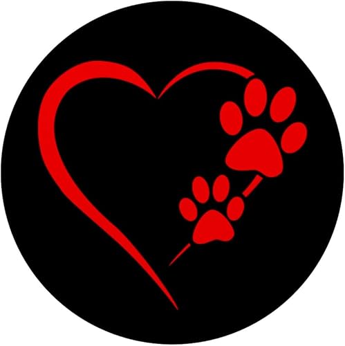 Miniatura 3 de Pata de perro con diseño de corazón rojo con diseño de pata de perro, color negro