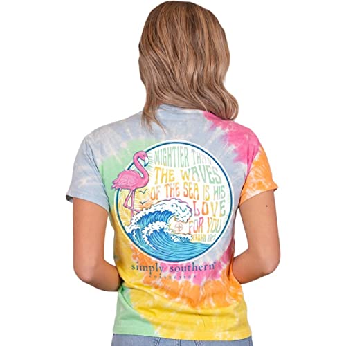 Simply Southern Mightier Than The Waves Tie Dye Women's Shirt (Small)