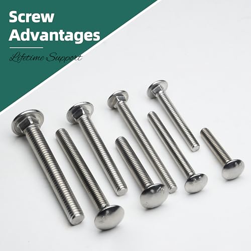 Image of (16 Sets) 1 /4-20 x 2-1 /2 Carriage Bolts with Nuts and Washers, 304 Stainless Steel Round Head Square Neck 1 /4 Carriage Bolts Screws, Full Thread for Outdoor