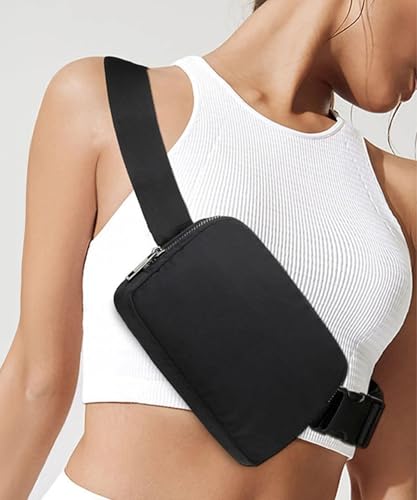 Image of Nollia Belt Bag with Adjustable Strap Waterproof Fanny Pack Everyday Workout Crossbody Sling Bag-Black