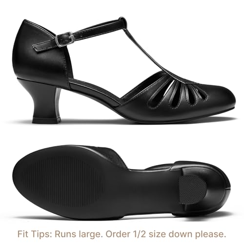 Image of 2 inch Character Shoes for Women,T-Strap 1920s Gatsby Flapper Dance Shoe | 2 inch character dance heels for ballroom, latin, salsa, tango,swing,flamenco and wedding,roaring 20s gatsby style
