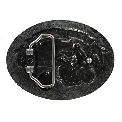 eeddoo® Belt Buckle Born to Be Free - Vintage Biker, Harley, Trucker, Cowboy Design - Black-Silver Metal