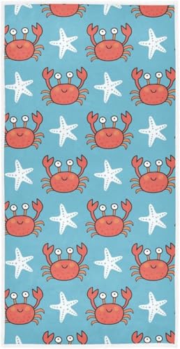 フェイスタオル バスタオル 綿 速乾 薄手 蟹 海星 ブルー 可愛い かわいい 大判 タオル 部屋干し 柔らかく 肌に優しい 四季通用 家庭用 ホテル 業務用