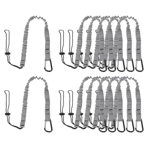 Image of MECCANIXITY Retractable Tool Lanyard 3ft with Single Aluminum Buckle and Adjustable Loop End, Maximum Weight Limit 10KG / 22lb, Safety Fall Protection Tools Leash, Gray 12 Pack