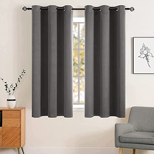 MIULEE Blackout Curtains for Bedroom Thermal Insulated Room Darkening Drapes Solid Window Treatment Set Grommet Top Light Blocking Curtain for Living Room 2 Panels 42 x 63 inch, Grey