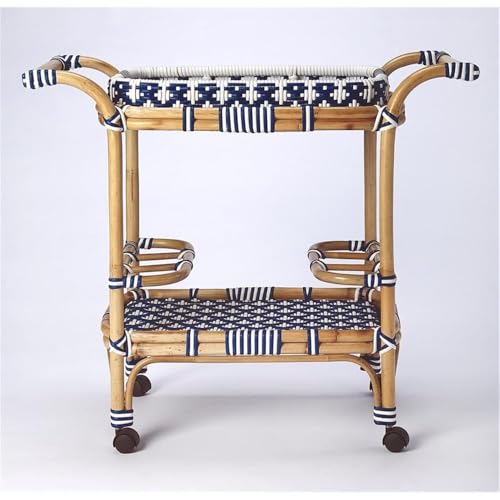 Islandlivingrattanbarcartinblueandwhite  Urban Country Home Decor Island living rattan bar cart in blue and white  urban country home decor