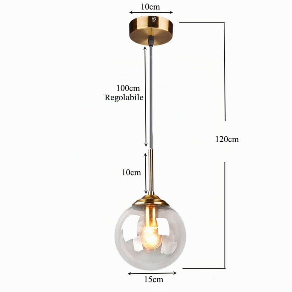 Globo di vetro industriale retrò Loft Lampada a sospensione, lampadario a grappolo Lampada a sospensione infisso Raccordi in ottone (Ambra)