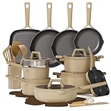 Set Includes: 8'' fry pan, 9.5'' fry pan, 11'' fry pan, 2-qt saucepan with lid, 3-qt saucepan with lid, 4-qt stockpot with lid, 6-qt stockpot with lid, 4.5-qt sauté pan with lid, egg pan, ladle, fish turner, solid turner, spatula, whisk, steamer, 9*p...