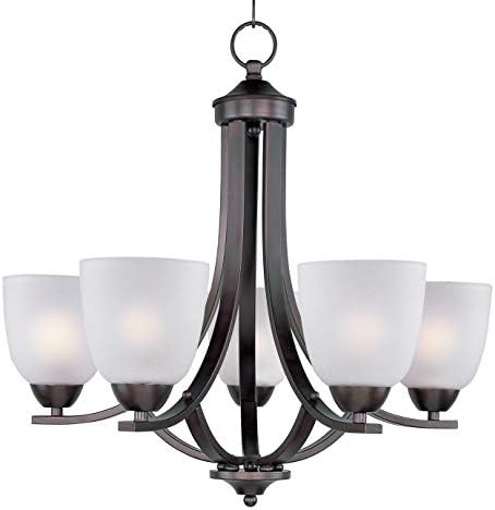 Maxim 11225FTOI I Axis Collection 21 Inch Five-Light Chandelier I Oil-Rubbed Bronze Finish I Frosted Glass I Traditional Style Light Fixture I LED Compatible I Adjustable Height I