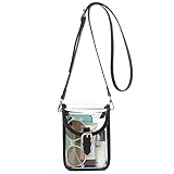 FAIME Small Clear Bag Stadium Approved, Clear Crossbody Cell Phone Purses Bag with Adjustable Strap for Concerts, Sports, Travel (Black)