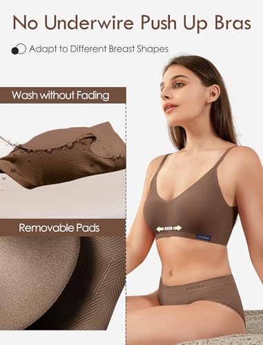 Image of Livona Lace Bralette for Women - Comfort Sports Bra Wireless Padded Bralette with Support Workout Tops Cami Crop S-XXL