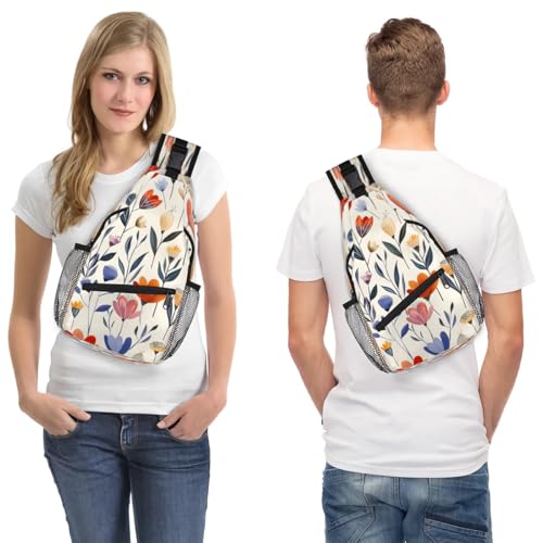 Bolso tipo sling unisex con diseño floral para viajes y senderismo miniatura 7