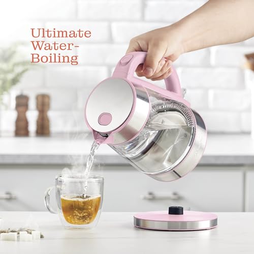 Image of Speed-Boil Electric Kettle - 1.7L Water Boiler 1500W, Coffee & Tea Kettle Borosilicate Glass, Easy Clean Wide Opening, Auto Shut-Off, Cool Touch Handle, LED Light. 360 Rotation, Boil Dry Protection