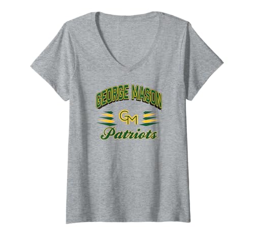 Womens George Mason Patriots Retro Diamond Gray Officially Licensed V-Neck T-Shirt