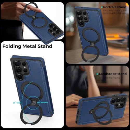 Coque Samsung S26 Ultra portefeuille antichoc aimantée bleu avec rabat