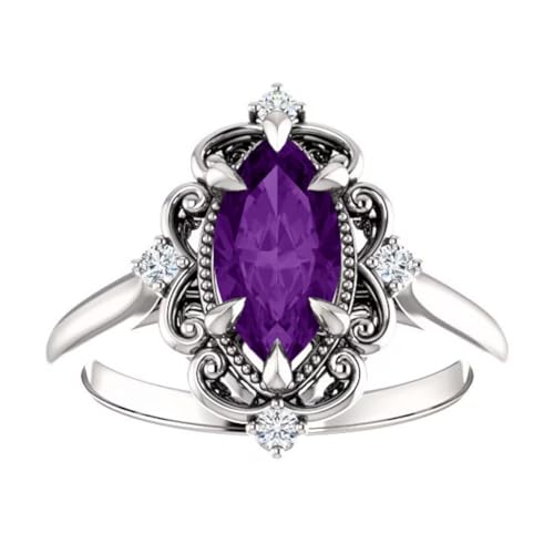 Vintage Engagement Ring, Victorian 1.0 CT Marquise Purple Diamond, Filigree Marquise Purple Amethyst Ring, 925 Sterling Silver Ring, Perfact for Gifts2