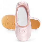 Comfyouth Turnschläppchen Mädchen Satin Gymnastikschuhe Mädchen Rosa Schläppchen Kinder mit Schleifen Baumwollfutter Turnschlappen Oxford-Sohle Turnpatschen