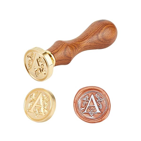 PandaHall Elite 1 Stück DIY Holz Wachs Siegel Stempel, Alphabet Scrapbook Messing Briefmarken und Holzgriff Sets…