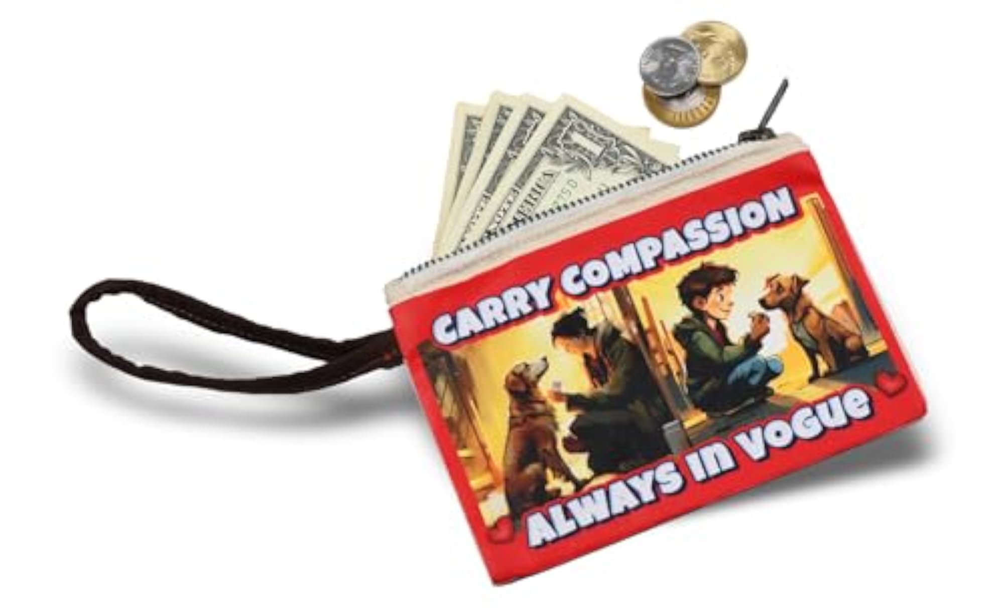Inspirational Dog Design Zipper Pouches, Coining Courage