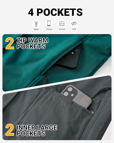 Outdoor Ventures Women's Green Check Medium Rain Jacket with Fleece Lining - Image 4