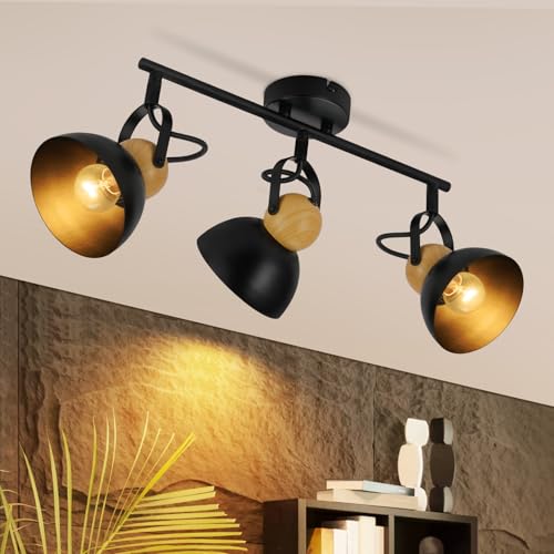 ZMH Deckenstrahler Vintage Schwarz Deckenlampe: 3 Flammig Retro...