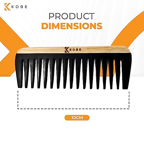 Kobe Pro Wood-Handled Detangling Comb, Gentle Plastic Bristles, Professional Hair Styling and Detangling Tool, All Hair Types - Image 3