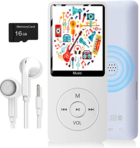 Image of MP3 Player, Music Player with 16GB Micro SD Card, Build-in Speaker /Photo /Video Play /FM Radio /Voice Recorder /E-Book Reader, Supports up to 128GB