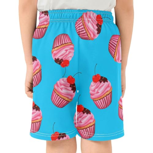 J JOYSAY Cherry Cupcake Dessert Boys Athletic Shorts Kids Youth Casual Shotrs with Pockets Elastic Waistband3