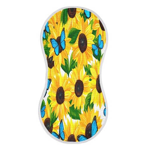 Kigai Sunflower Butterfly Baby Burp Cloths Extra Soft and Absorbent Burping Rags Cotton Burping Clothes Baby Washcloths for Newborn Boys Girls - 1 Pack2
