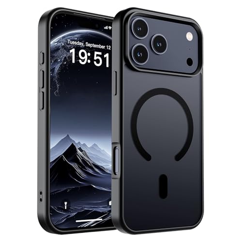 SUPFINE Magnetic for iPhone 17 Pro Max Case (Compatible with MagSafe)(Military Grade Drop Protection) Translucent Matte Shockproof with Anti-Fingerprint Phone Cover 2025,Black
