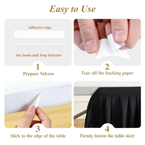 9FT Long Black Table Skirt for Rectangle Tables Wrinkle Resistant Polyester Pleated Ruffle Table Skirt for Wedding Banquet Baby Shower Birthday Party Decoration Desk Skirt for Teacher Desk by Shillance - Used condition - Image 7