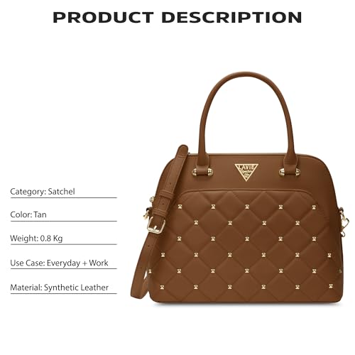 Image of Lavie Signature Women's Stud Elko Satchel Handbag | Satchel Bag for Work | Ladies purse | Stylish Shoulder Bag | Gift For Women
