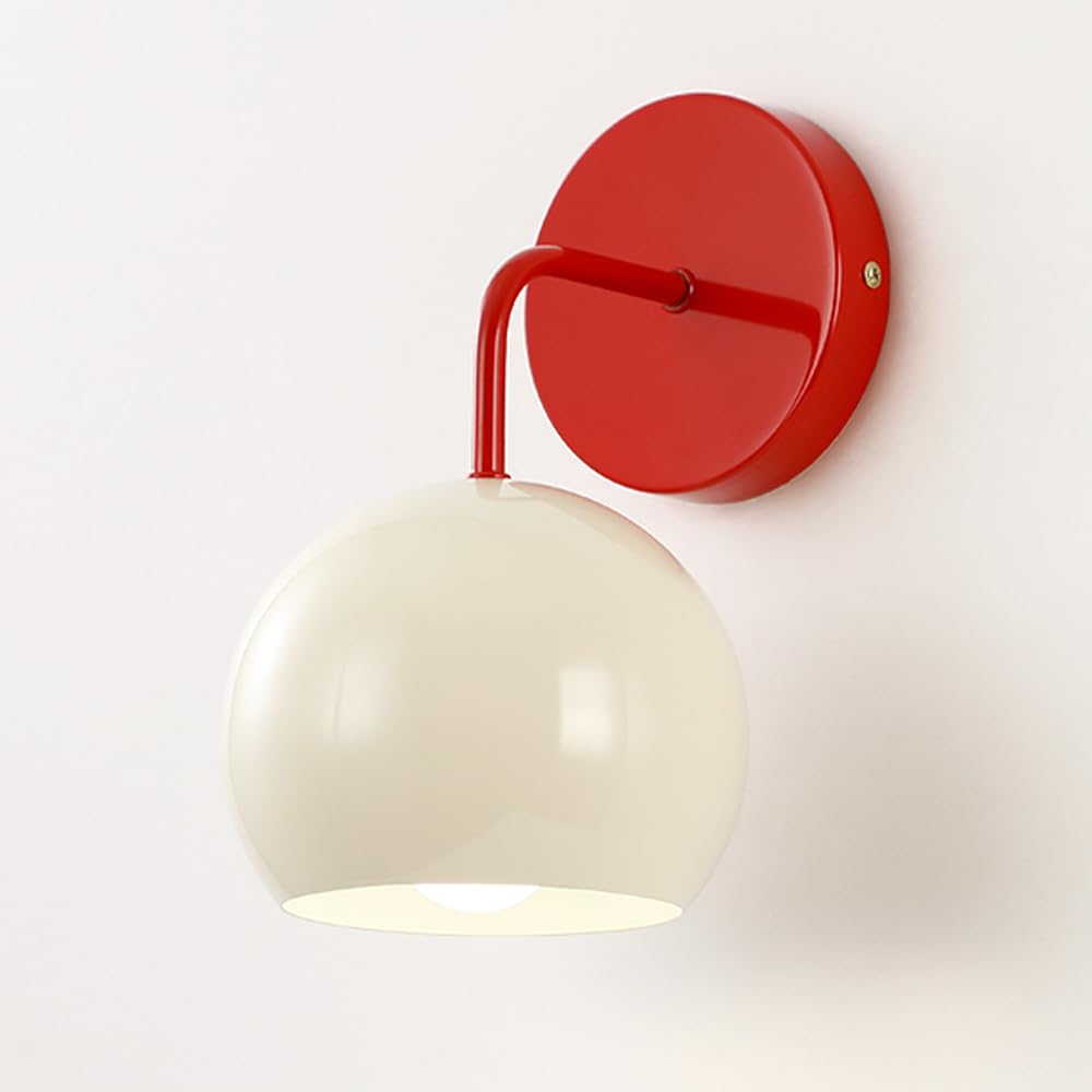 SMCCYYSD Wall lamps,Kids Room Sconce Lighting Nordic Color Light Globe Lamp, E27 Cream White Sconces For Living Hallway
