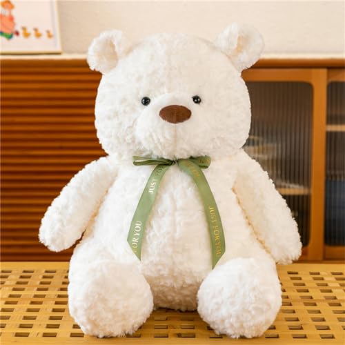 SWECOMZE Cojín decorativo XXL con oso de peluche para niños, color blanco, 30 cm SWECOMZE Cojín decorativo XXL con oso de peluche para niños, color blanco, 30 cm