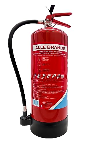 Firexo Feuerlöscher (9 Liter) – Alle Feuerarten – Mehrzweck-Feuerlöscher für Haushalt, Küche, Grill, Heimgebrauch, Gewerbe, Industrie und Büro