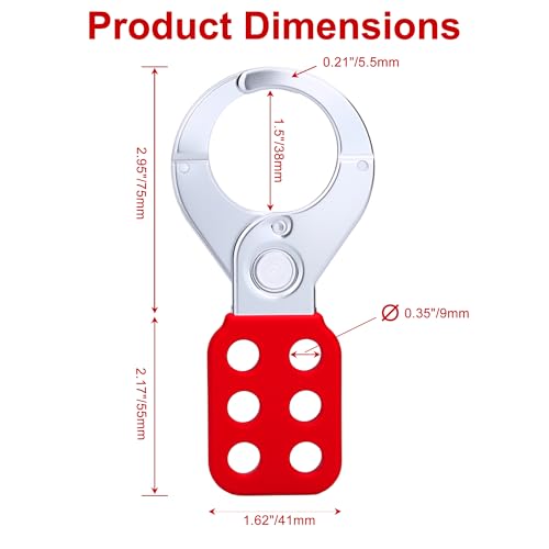 Image of Lock Out Tag Out Hasp, Steel Tamper-Proof Loto Hasp with Extended Jaw, Safety Lockout Kit with 6 Holes Interlock, Padlock Latch(1.5 Inch 8 Pack, Red)