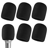 Zruosiniy 6 Pcs Premium Thick Foam Mic Covers, High-Density Sponge Microphone Windscreen, Universal Noise Reduction Pop Filter for Handheld Mics, Studio/KTV/Podcast Recording (Black)