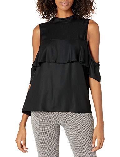 Mud Pie Gemma Flounce Viscose Top In Black Apparel Large